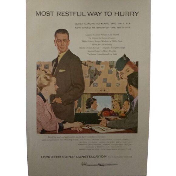 Vintave 1955 Lockheed Super Constellation Restful Ad Advertisement - Picture 2 of 4